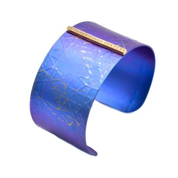 Titanium Cuff Bracelet With Sterling Silver Bar With 18 Zircons. In different colours
