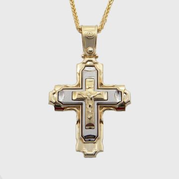 Kreuz Weiß Gelbgold 14kt
