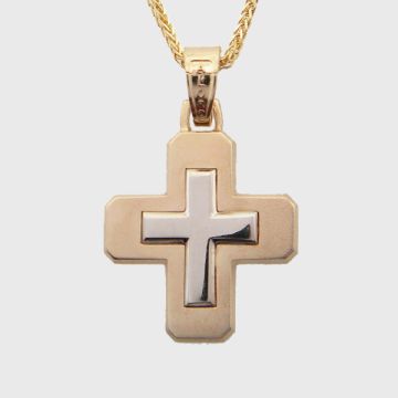 Kreuz Weiß Gelbgold 14kt
