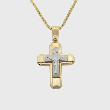 Kreuz Weiß Gelbgold 14kt
