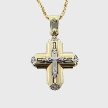 Kreuz Weiß Gelbgold 14kt