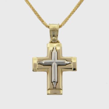 Kreuz Weiß Gelbgold 14kt