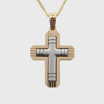 Kreuz Weiß Gelbgold 14kt