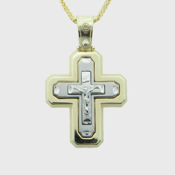 Kreuz Weiß Gelbgold 14kt