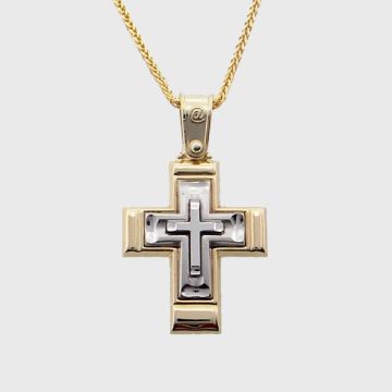 Kreuz Weiß Gelbgold 14kt