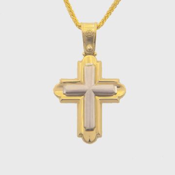 Kreuz Weiß Gelbgold 14kt