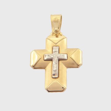 Kreuz Weiß Gelbgold 14ct