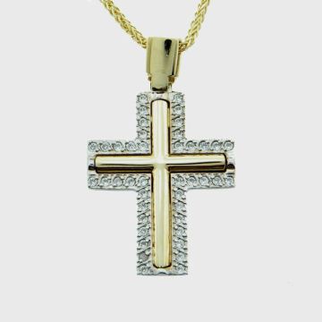 Kreuz Weiß Gelbgold 14ct