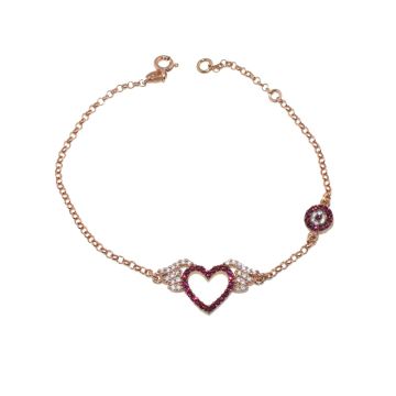 Silver bracelet 925 Rose Gold plated with zirconia stones