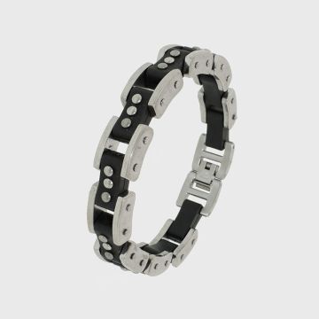 Steel bracelet with rubber