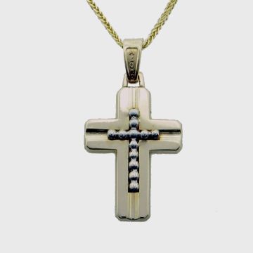 Kreuz Weiß Gelbgold 14kt