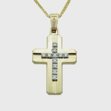 Kreuz Weiß Gelbgold 14kt