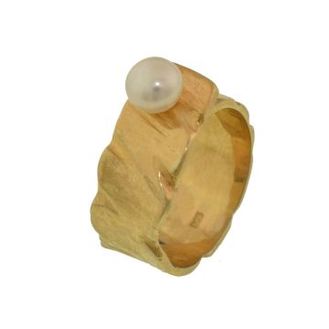 Moderner Silberring 925 vergoldet mit natürlicher Perle