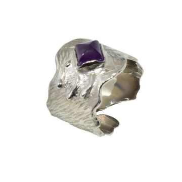 Handgefertigter 925 Silberring mit Amethyst