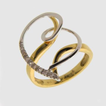 Ring Weiß Gelb Gold 18 Karat mit Diamanten