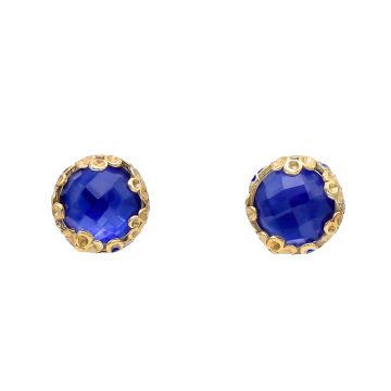 Blaue Edelstein-Ohrstecker mit Emaille und Gänseblümchen