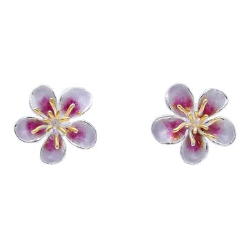 Blumen-Ohrstecker mit vergoldeten Staubblättern und Emaille. In verschiedenen Farben