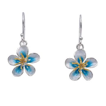 Niedliche Kirschblüten-Ohrhänger aus Silber und Emaille. In verschiedenen Farben