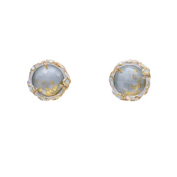 Gänseblümchen-Ohrringe mit Kristall, 24-Karat-Goldblättern und weißer Emaille