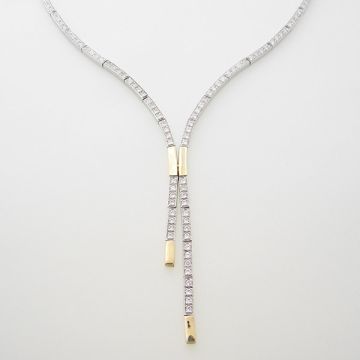 Halskette Set Weiß Gelbgold 14k