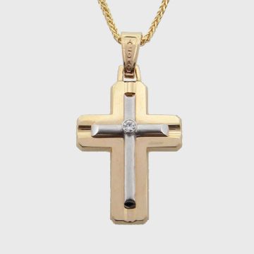 Kreuz Weiß Gelb 14kt