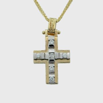 Kreuz Weiß Gelbgold 14kt