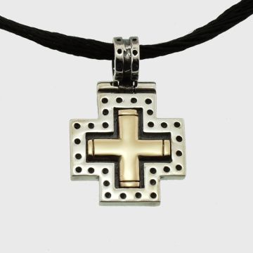 Silber Kreuz mit Gold 14 Karat