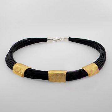 Halskette Silber  mit Gold 22kt