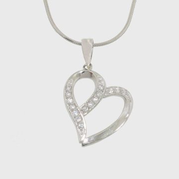 Silver pendant in heart shape with zircon stones 