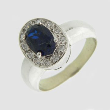 Ring White Gold 14ct with Sapphire 
