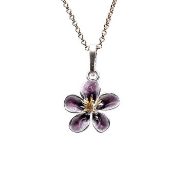 Silver enamel pendant with gilded details. In various colors