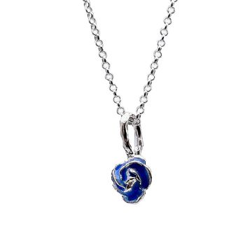 Silver-Enamel Blue Rose Pendant 