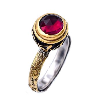 Vintage Rubin-Schmetterlingsring, vergoldet mit Emaille