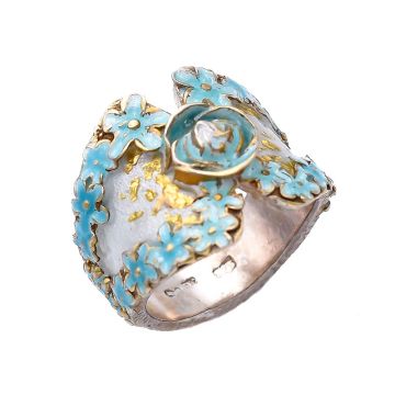 Emaille-Ring im Vintage-Stil, verziert mit 24-karätigem Blattgold. In verschiedenen Farben