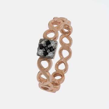 Silberring 925 Roségold mit Zirkon überzogen