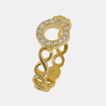 Silberring 925 Gelbgold mit Zirkon überzogen