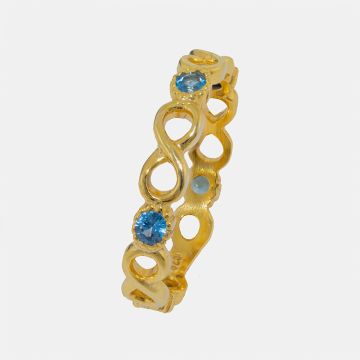 Silberring 925 Gelbgold mit Zirkon überzogen