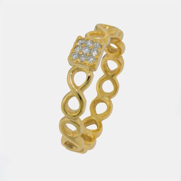 Silberring 925 Gelbgold mit Zirkon überzogen