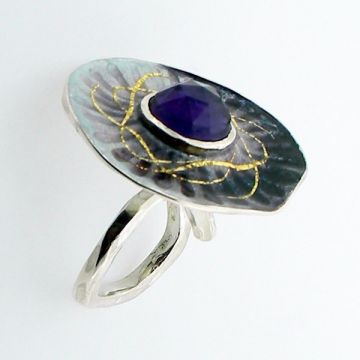 Silver Ring with Gold 22ct