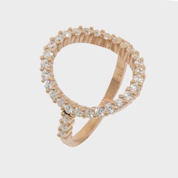 Silberring 925 Roségold mit Zirkon überzogen