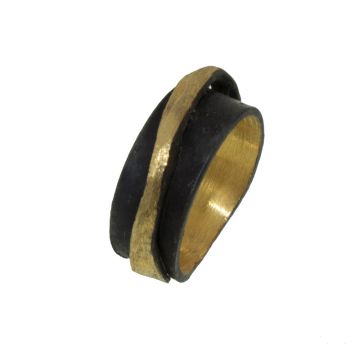 Moderner Silberring 925 oxidiert und vergoldet