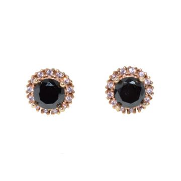 Silver earrings 925  gold plated with 24 karat roze gold decorate with zirconia stones