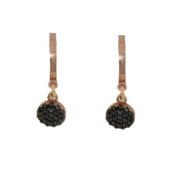 Handmade 925 silver earrings gold plated with 24 karat rose gold decorate with black zirconia stones