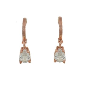 Silver earrings 925  gold plated with 24 karat roze gold decorate with zirconia stone
