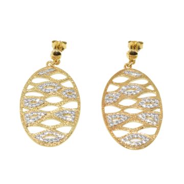 Handgefertigte Silberohrringe 925 vergoldet mit 24 Karat Gold und Zirkoniasteinen