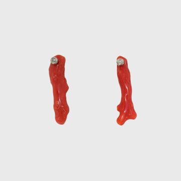 Silver Earrings with coral