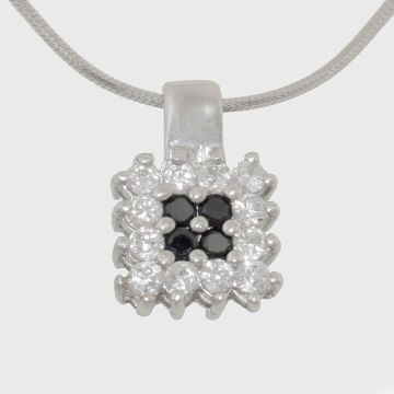 Silver pendant with zircon stones and achat