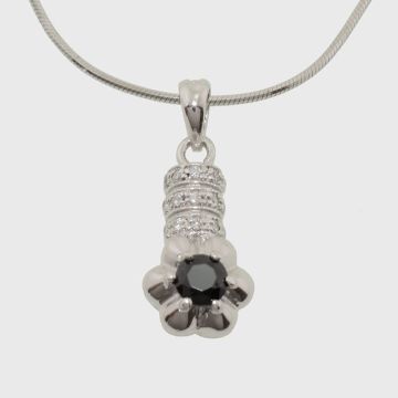 Silver pendant with zircon stones and sapphire