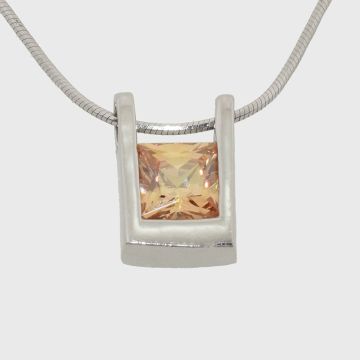 Silver pendant with zircon stones and citrine