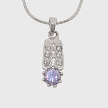 Silver pendant with zircon stones and amethyst